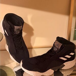 Adidas Pro Bounce 2018 Core Black and White High-Top Athletic Sneakers